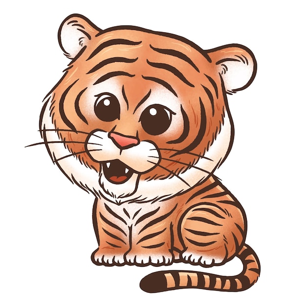 Cartoon tiger on a white background