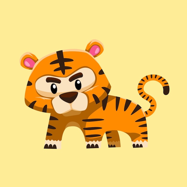 Cartoon tiger on a yellow background