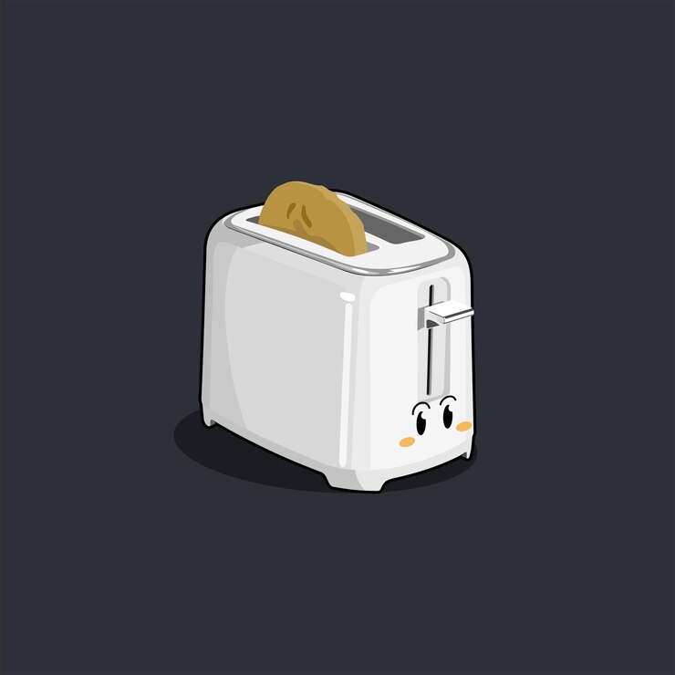 Vector cartoon toaster with a slice of toast