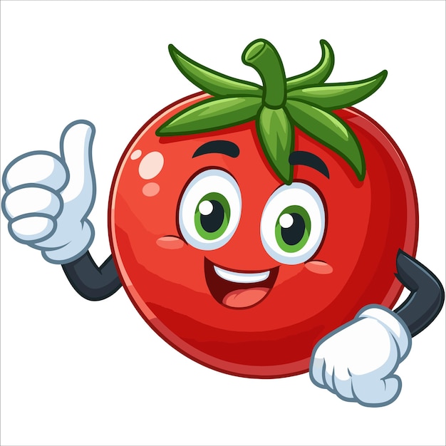 Vector cartoon tomato character giving a thumbs up vector illustration on white background