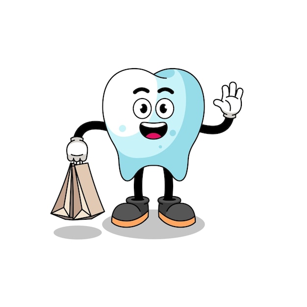 Cartoon of tooth shopping