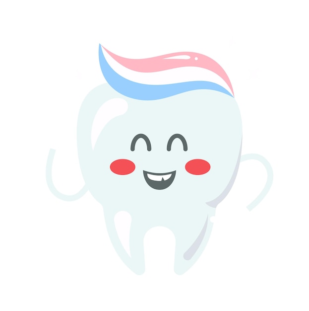 Cartoon tooth with toothpaste Vector illustration