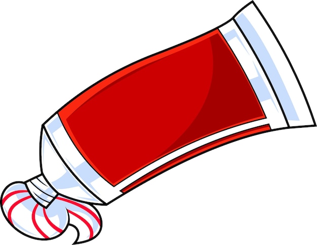 Cartoon Toothpaste Tube With Squeezed Out A Paste Vector Hand Drawn Illustration