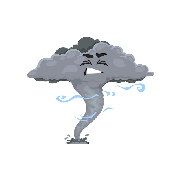 Vector cartoon tornado character storm whirlwind twister