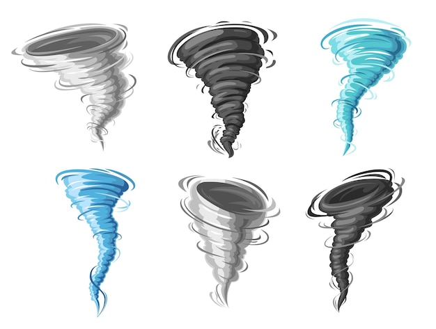 Vettore cartoon tornado uragano twister o tempesta di ciclone