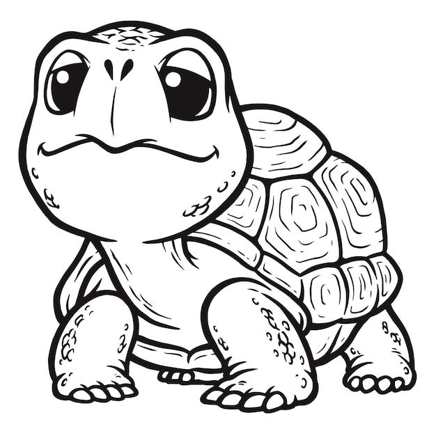 Vector cartoon tortoise coloring book for kids