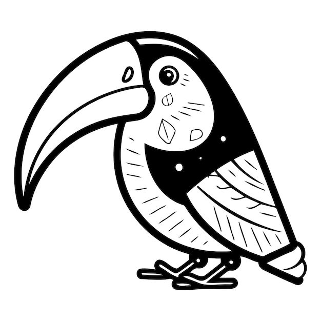 白い背景に孤立した漫画のトゥーカン鳥 ベクトルイラスト
