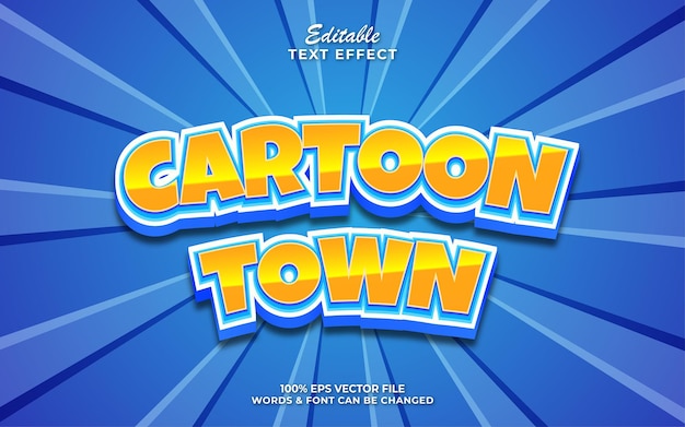 Cartoon town comic games title editable text effect