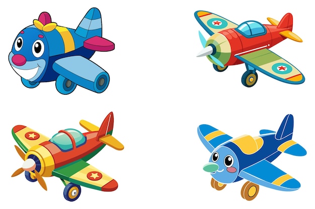 Vector cartoon toy airplane vector illustration