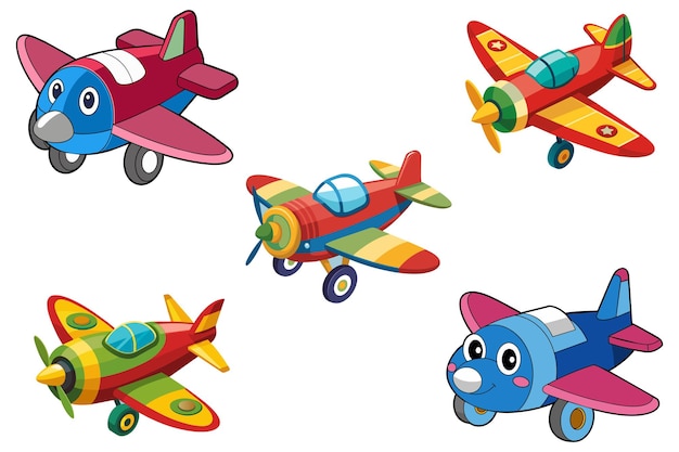 Vector cartoon toy airplane vector illustration