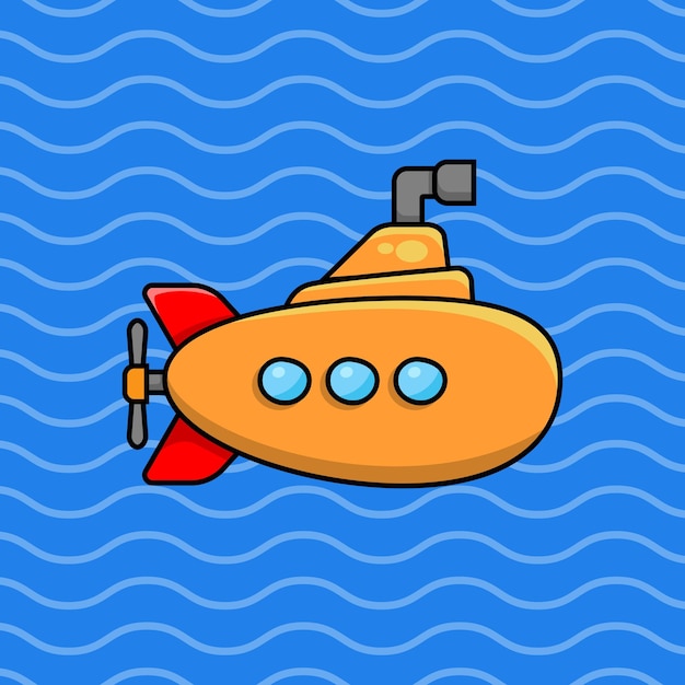 Cartoon toy submarine underwater