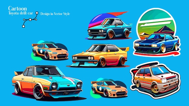 Vector cartoon toyota drift car