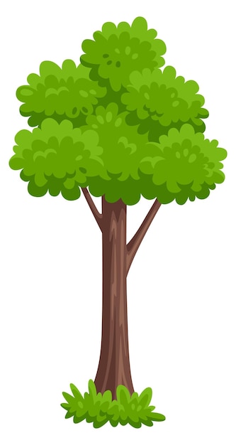 Vector cartoon tree icon green foliage forest plant