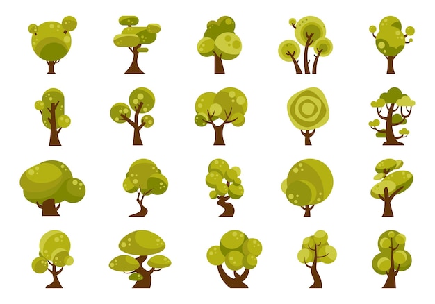 Cartoon Tree Illustratie Element Set