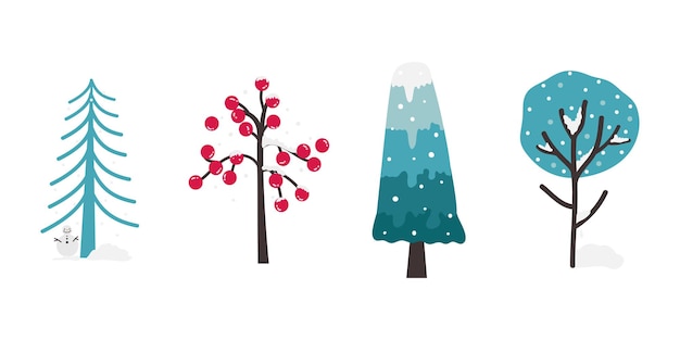 Cartoon tree isolated on a white background Simple and cute hand drawn trees illustration