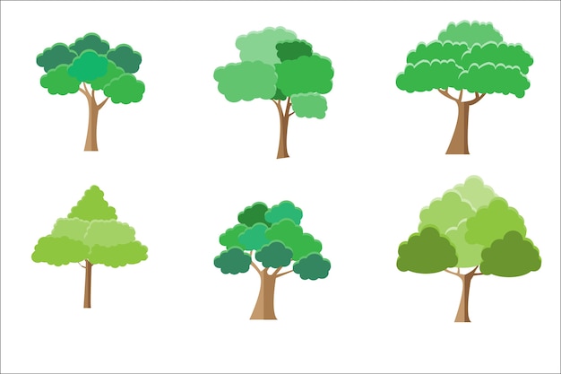 Vector cartoon tree on white background.