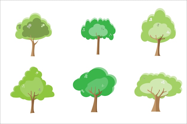 Vector cartoon tree on white background.