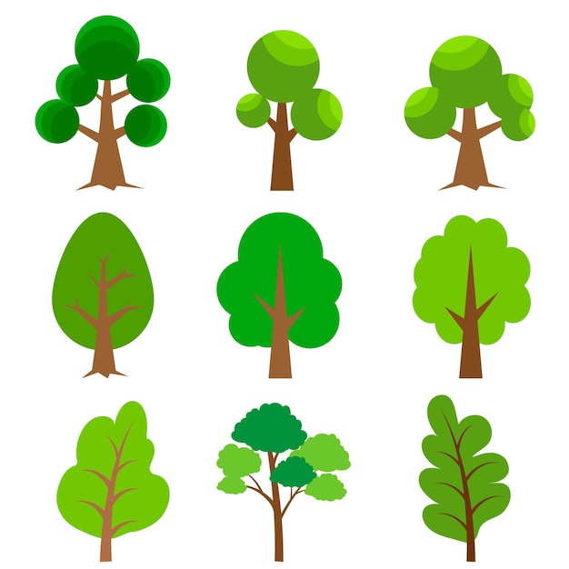 Cartoon trees set Vector illustration