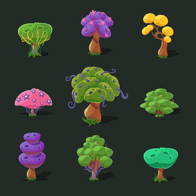 Cartoon trees, set