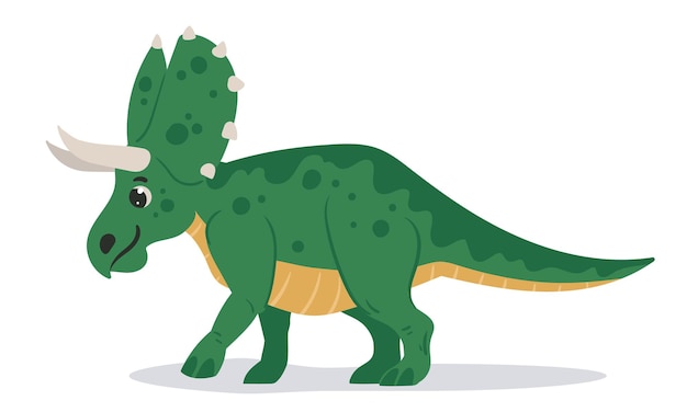 Cartoon triceratops Leuke Jura-dinosaurus oude triceretops reptiel platte vector illustratie dier uit de prehistorische tijd