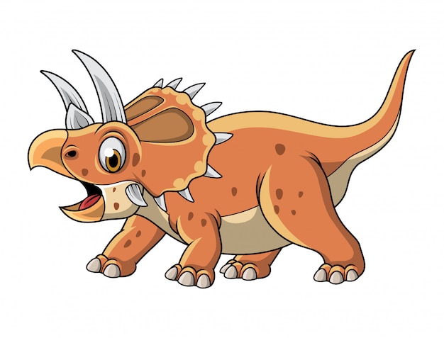 Cartoon triceratops posing isolated on white background