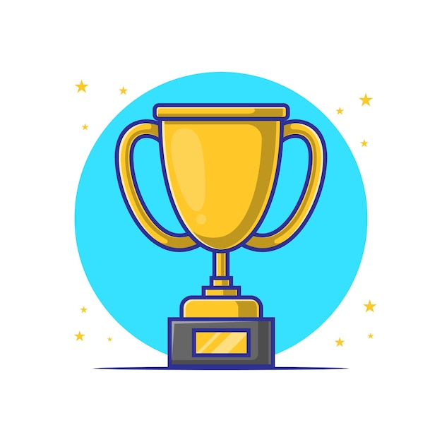 Cartoon trophy on blue circle