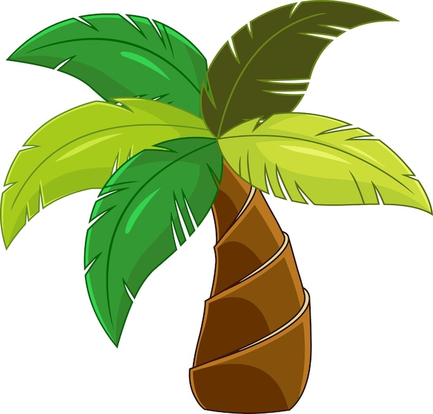 Cartoon Tropical Palm Tree With Crown Of Colorful Leaves Vector Hand Drawn Illustration