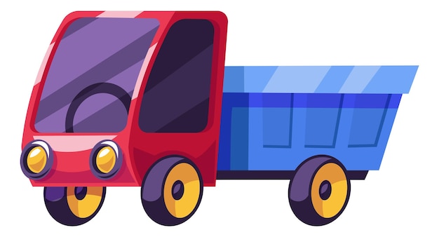 Vector cartoon truck icon heavy car plastic toy