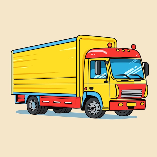 cartoon truck trailer isolated vehicle vector illustration