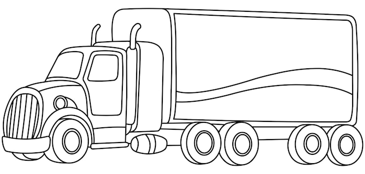 Vector cartoon truck vector line art illustratie kleurblad