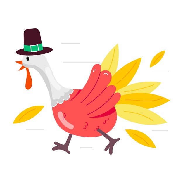 Vector a cartoon of a turkey with a hat on it