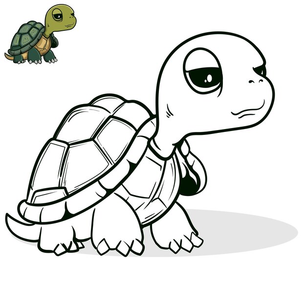 Cute turtle. Vector illustration. Outline drawing cartoon animal For kids  collection, design, decor, cards, print, coloring page. 17188852 Vector Art  at Vecteezy