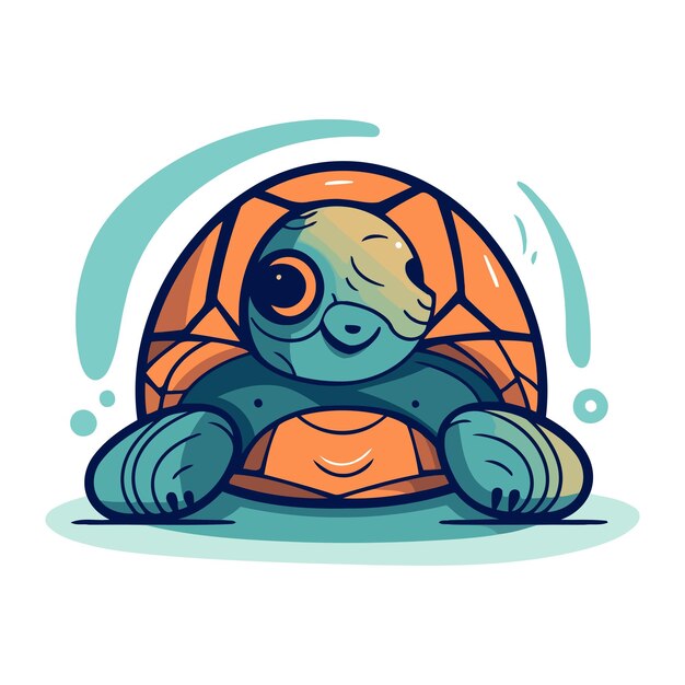 Вектор Персонаж карикатурной черепахи векторная иллюстрация симпатичной черепахи