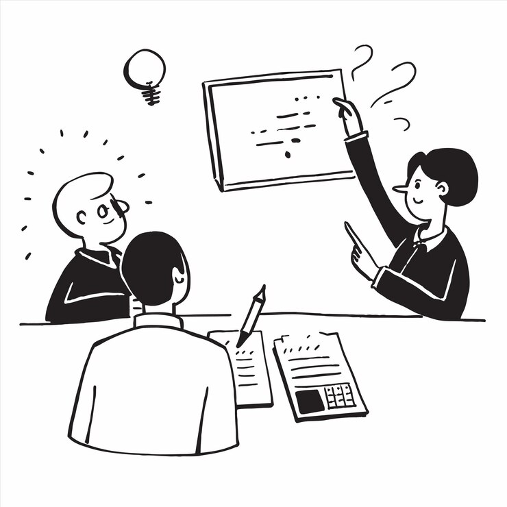 Vector a cartoon of two men pointing at a sign that says quot x mas quot