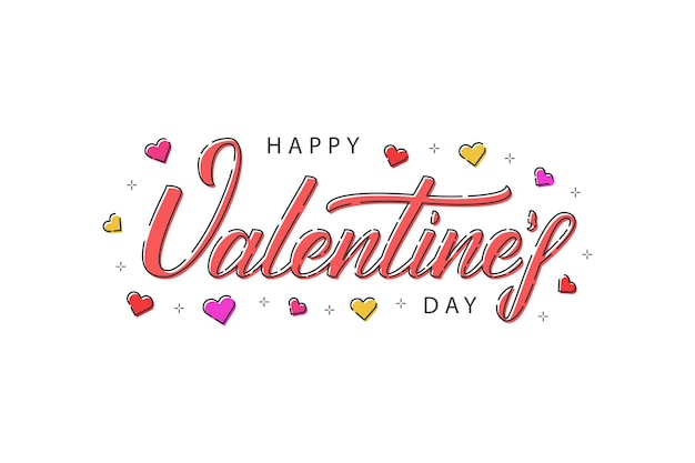 Vector cartoon typografie logo voor happy valentines day