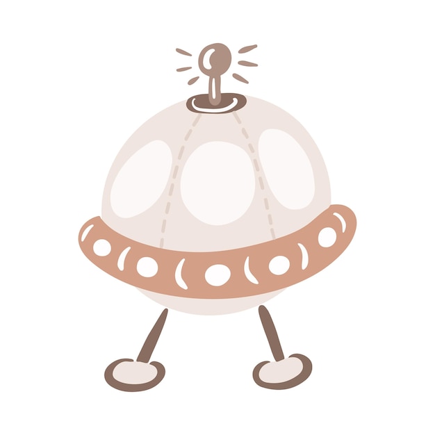 Cartoon ufo alien space ship Childish cute baby design for kids activity Unidentified flying object childish vector illustration