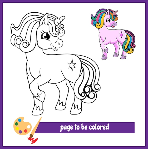 Cartoon unicorn 4 coloring pictures