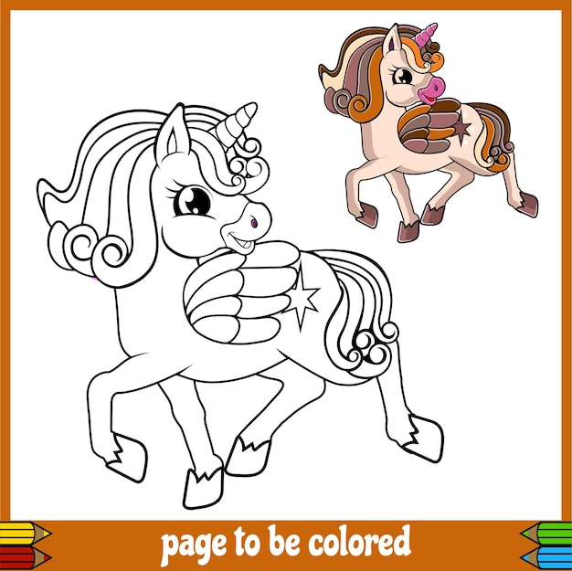 Cartoon unicorn brown coloring pictures 2