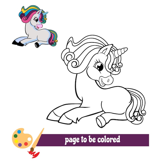 Cartoon unicorn coloring pictures