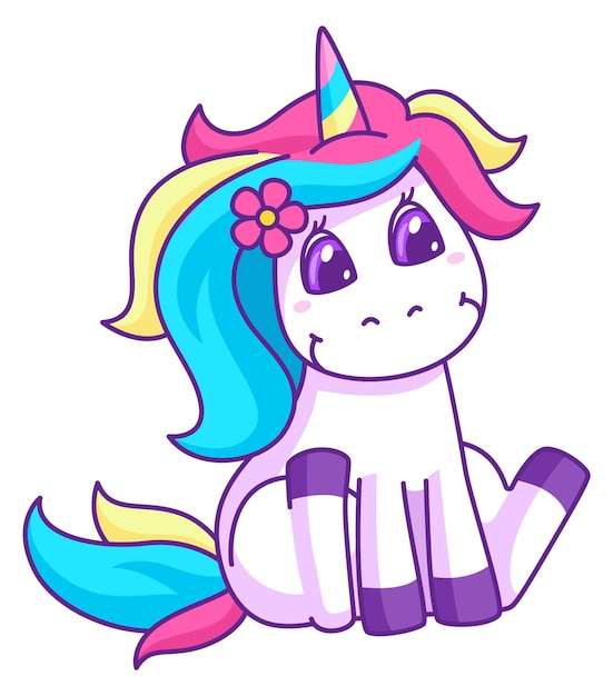 Cartoon unicorn Cute fantasy animal Dream creature