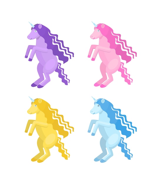 Cartoon Unicorn Set Vector