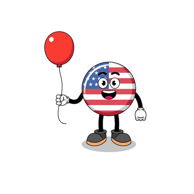 Cartoon of united states flag holding a balloon