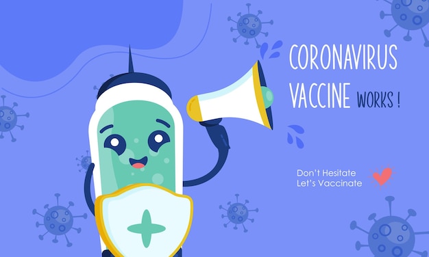 Cartoon vaccination campaign illustration vector design