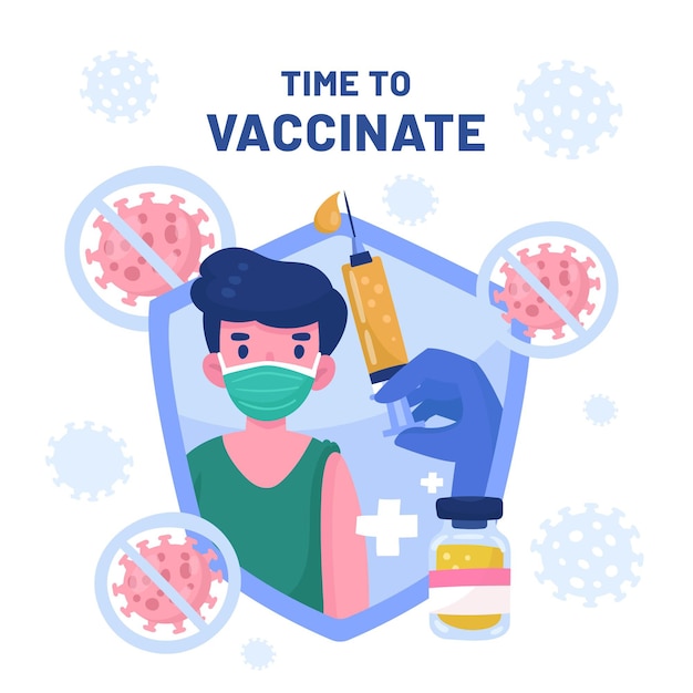 Cartoon vaccination campaign illustration