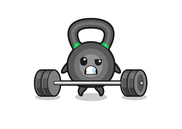 Vector cartoon van de kettlebell die een schattig ontwerp van een barbell optilt