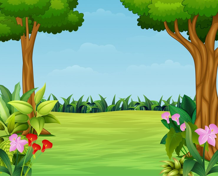Vector cartoon van de natuur scène met prachtig park
