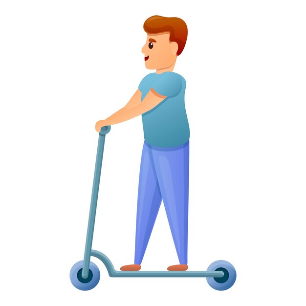 Vector cartoon van een jongen op een scooter vector icoon voor webontwerp geïsoleerd op witte achtergrond