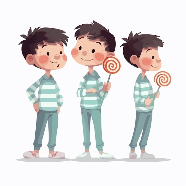 Cartoon van een kind met een overheerlijke lolly vector pose jong kind