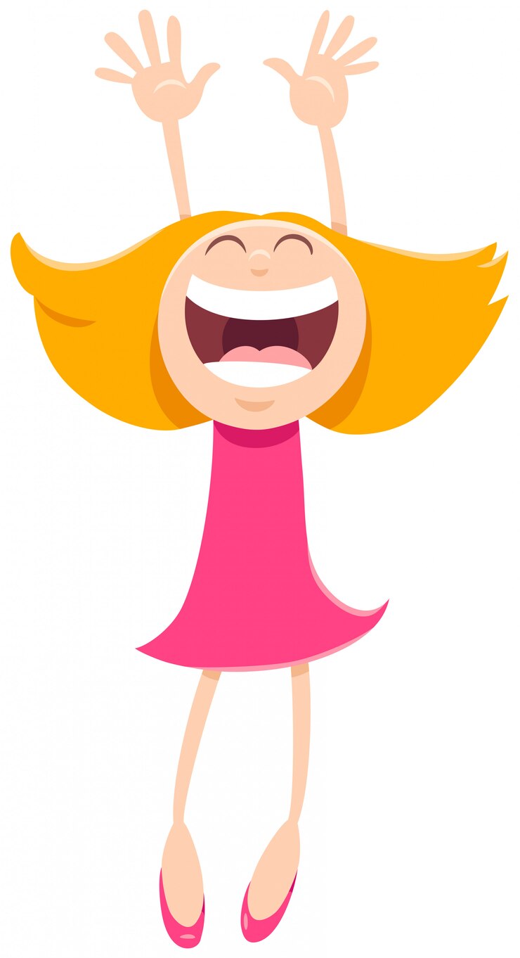 Vector cartoon van happy kid girl character