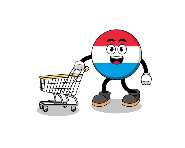 Cartoon van luxemburg met een ontwerp van een winkelwagentje